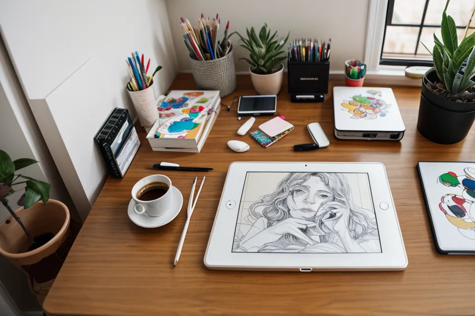Galería de Procreate desordenada con múltiples archivos sin nombre.