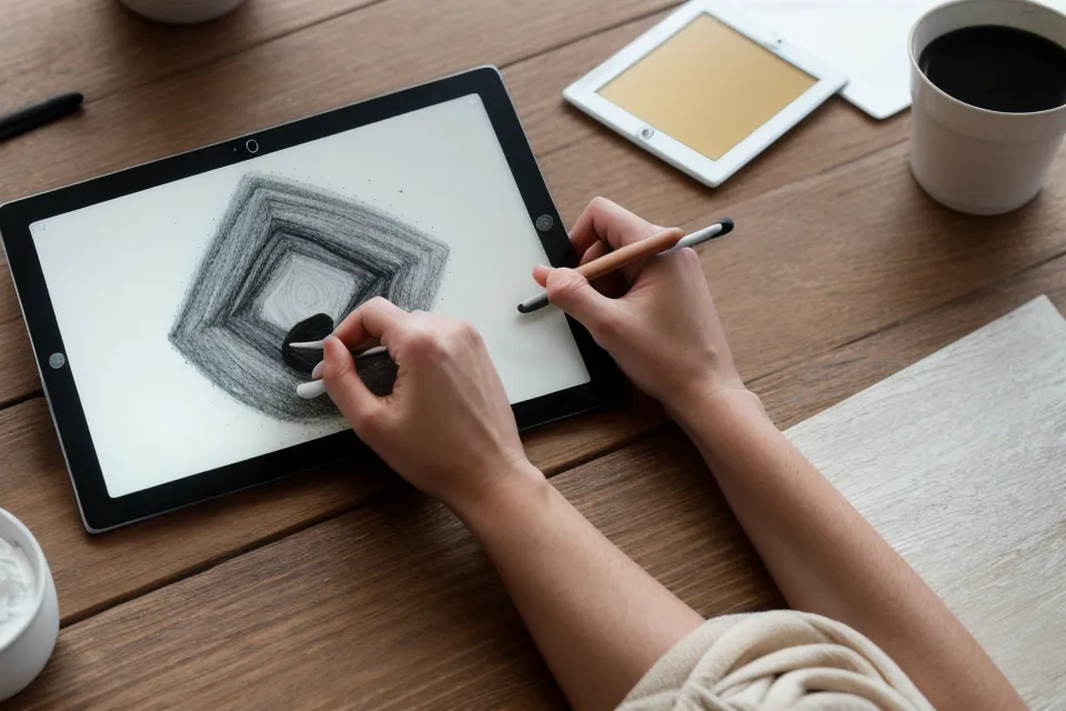 Uso de la herramienta de selección en Procreate sobre fondo con textura de grano